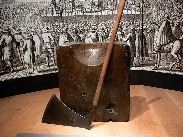 popravčí špalek a sekera v Tower of London