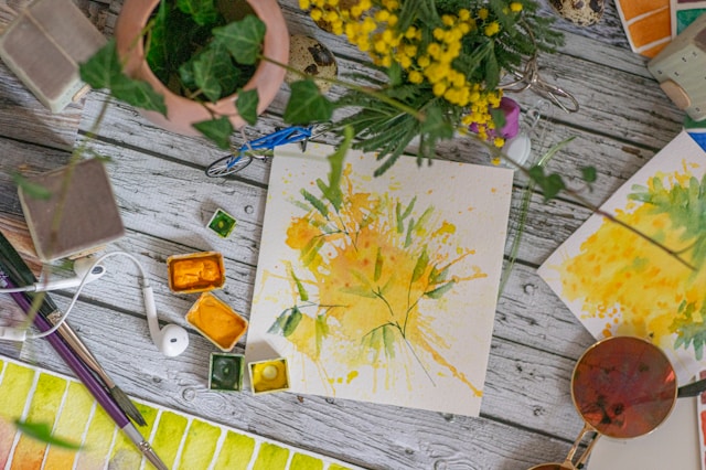 koníčky - malba květiny na stole